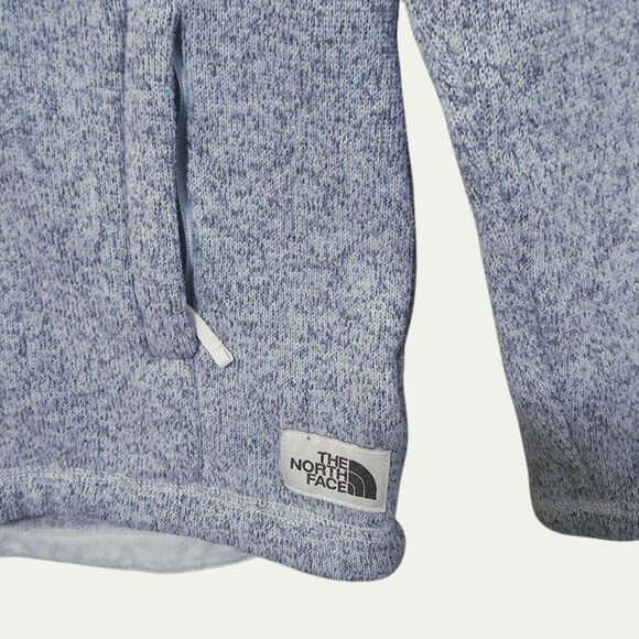 The North Face Light Blue Fleece Jacket Crescent Full Zip Pockets Girls Sz L - Picture 3 of 6